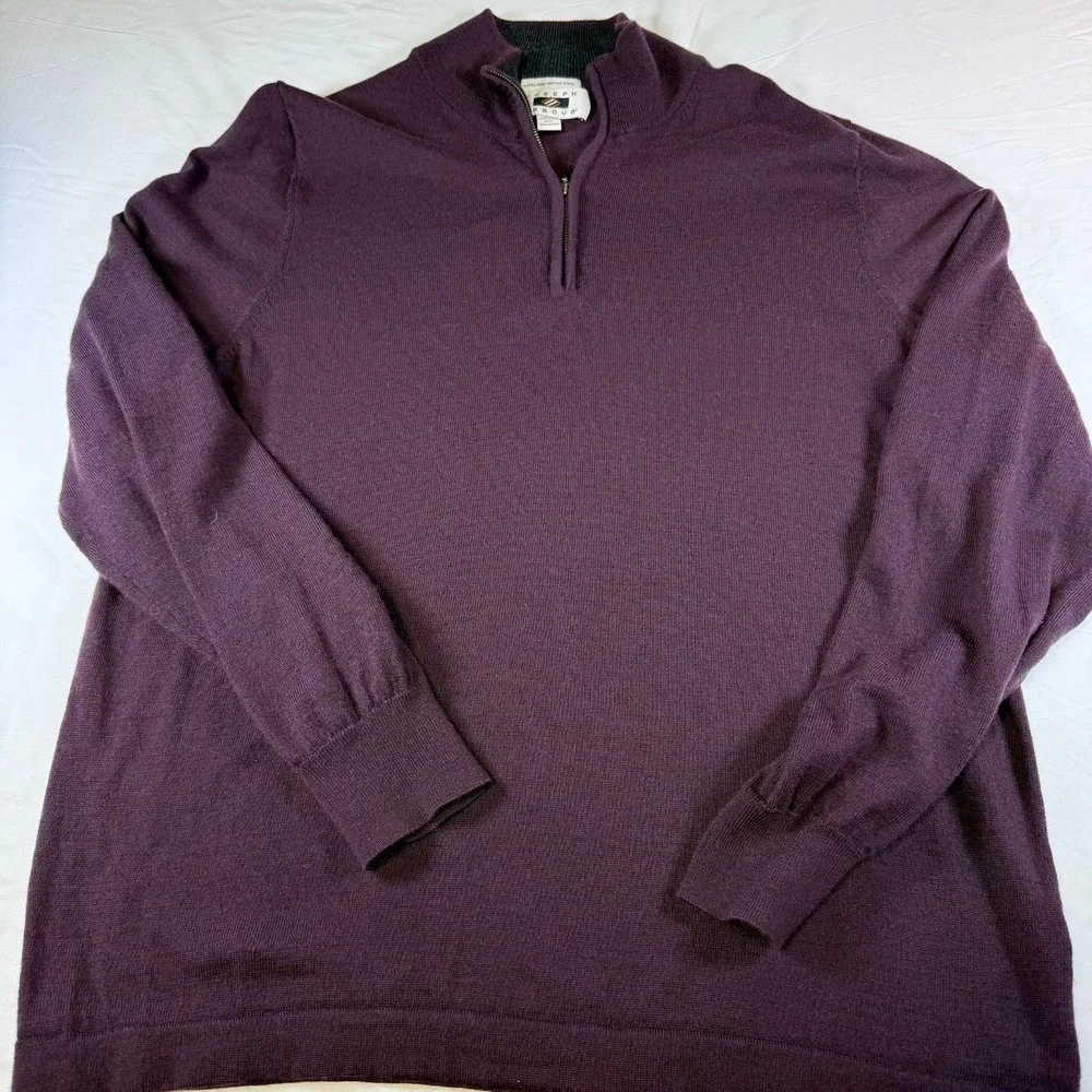 Set of 2 Joseph Abboud 1/4 Zip Sweaters Mens Size XL 100% Extra Fine Merino Wool